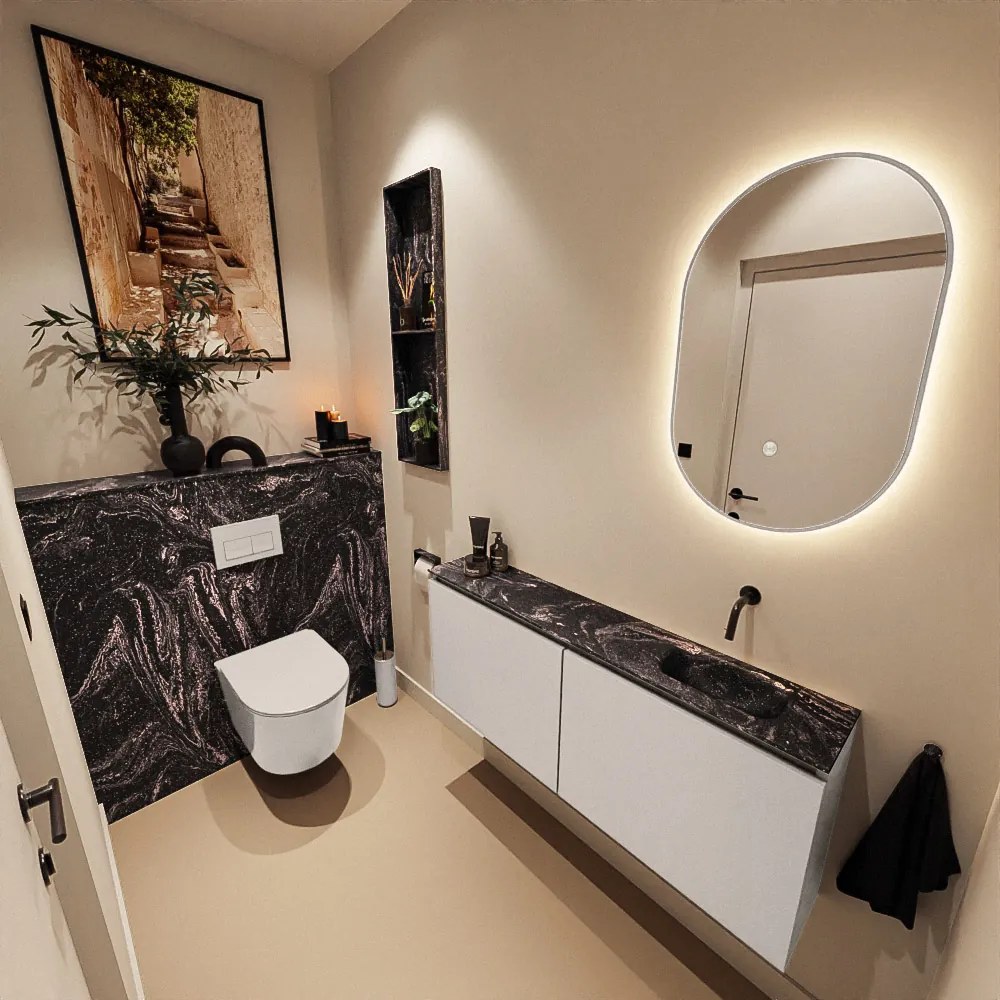 Mondiaz Ture DLux toiletmeubel 120cm linen met wastafel lava rechts zonder kraangat