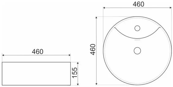 Kerra KR 138 opbouw waskom 46cm wit met kraangat