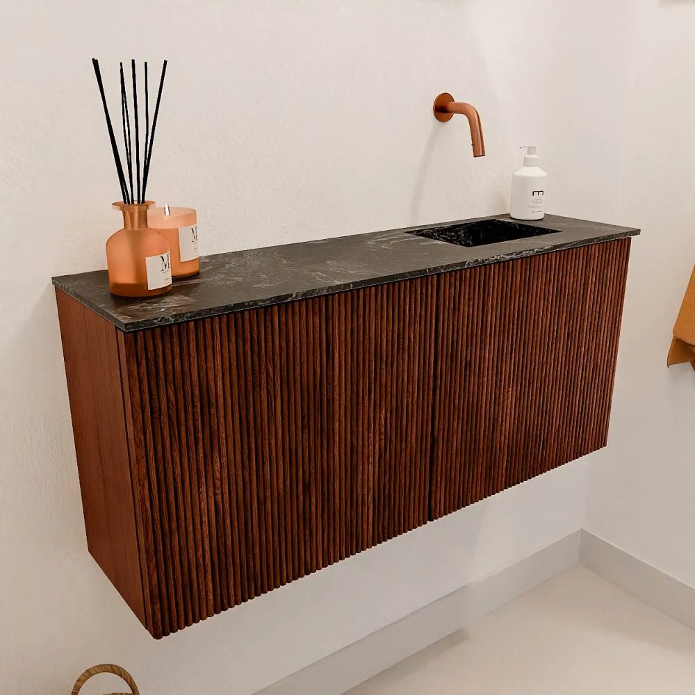 Mondiaz Joya DLux 90cm toiletmeubel ruby met wastafel faye rechts zonder kraangat lava