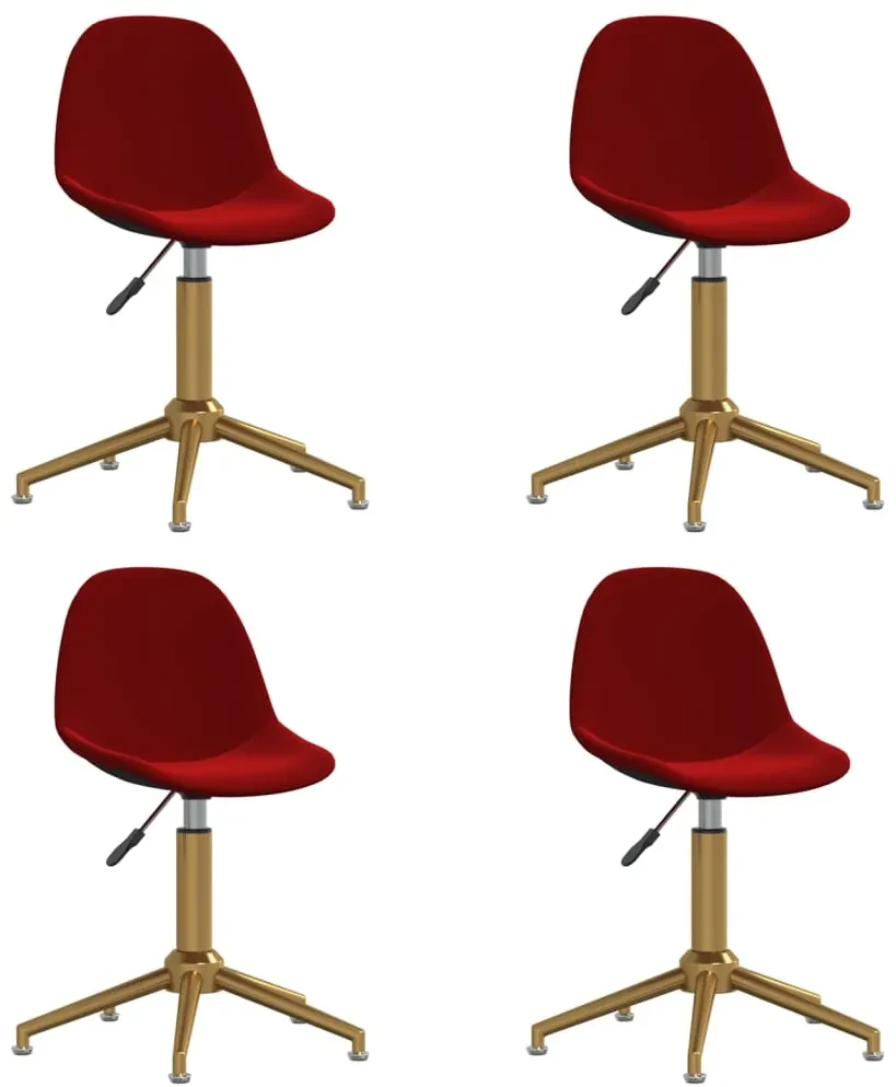 vidaXL Eetkamerstoelen draaibaar 4 st fluweel wijnrood