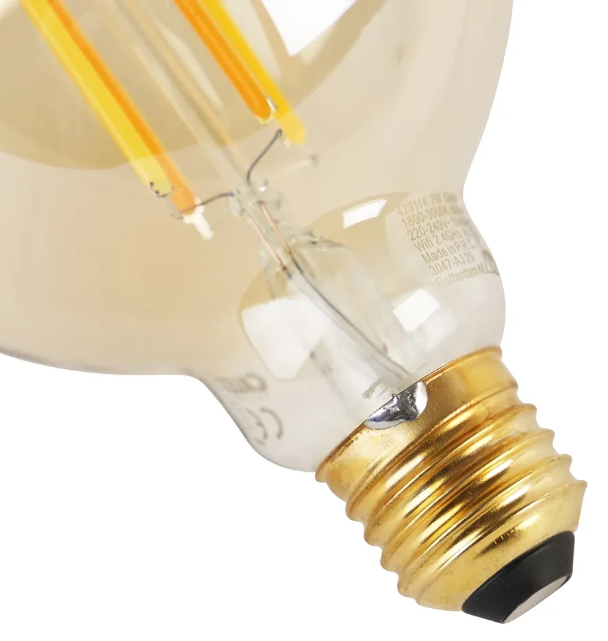 Set van 3 smart E27 dim to warm LED lampen G95 goldline 7W 806 lm 1800K - 3000K
