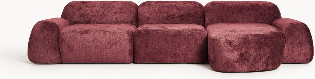 Modulaire teddy-bouclé hoekbank Wolke (4-zits)