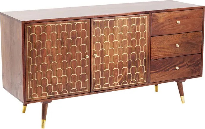 Retro Dressoir Mangohout Goud - 145x45x75cm.