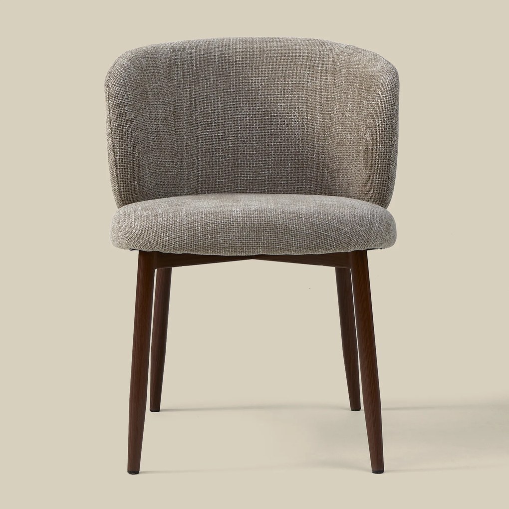 Walnoot Eetkamerstoel Met Ronde Rug Beige