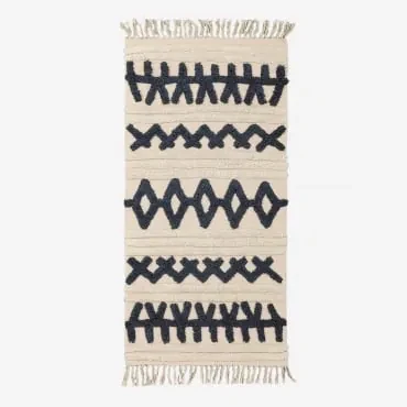 Katoenen Vloerkleed 160x70 Cm Belin Wit – Zwart - Sklum