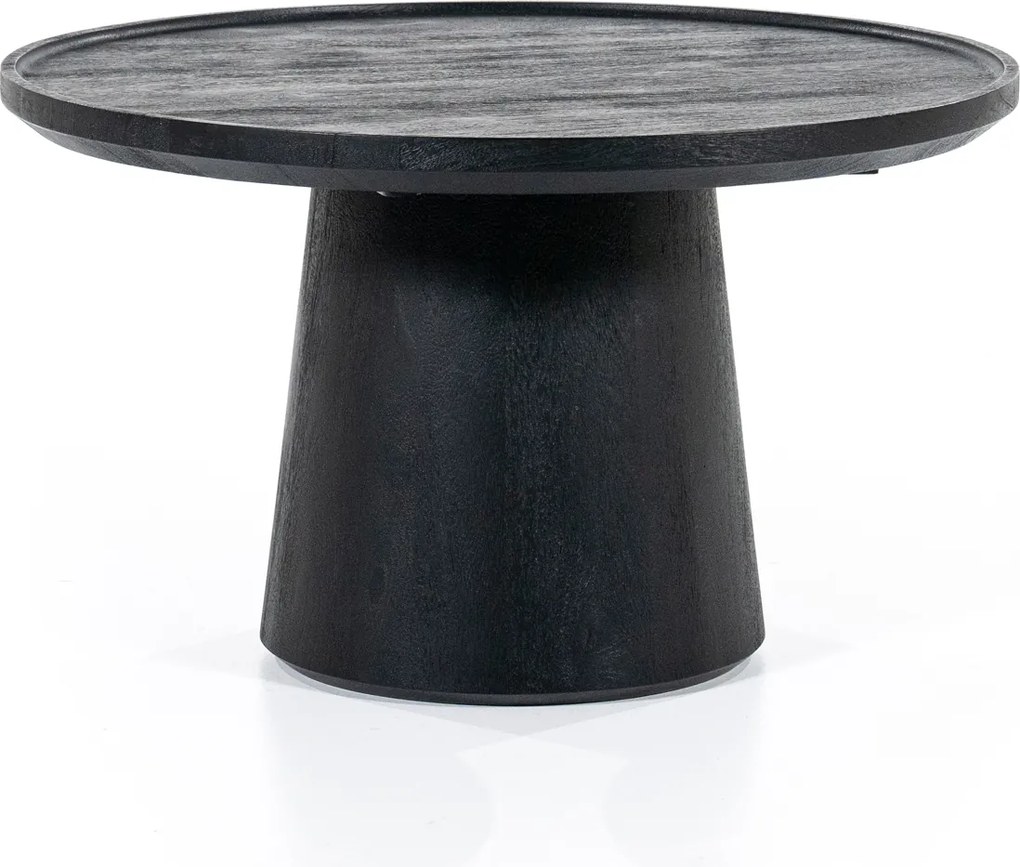 Zwarte Salontafel Mangohout Rond 65 Cm - 65 X 65cm.