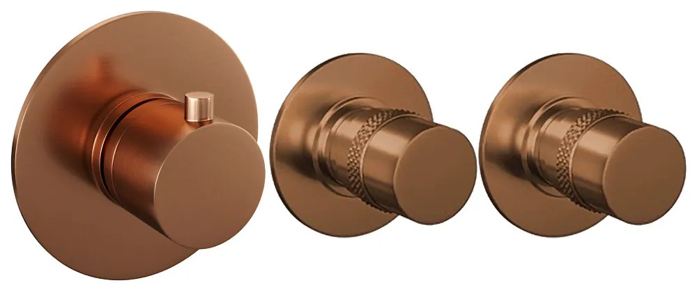 Brauer Copper Edition complete inbouw regendouche met staafhanddouche, gebogen wandarm en hoofddouche 20cm set 3 koper geborsteld PVD