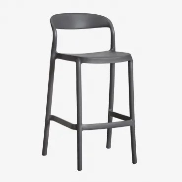 Stapelbare Hoge Kruk Van Polypropyleen Brenza Grijs – Grafiet & ↑65 Cm - Sklum