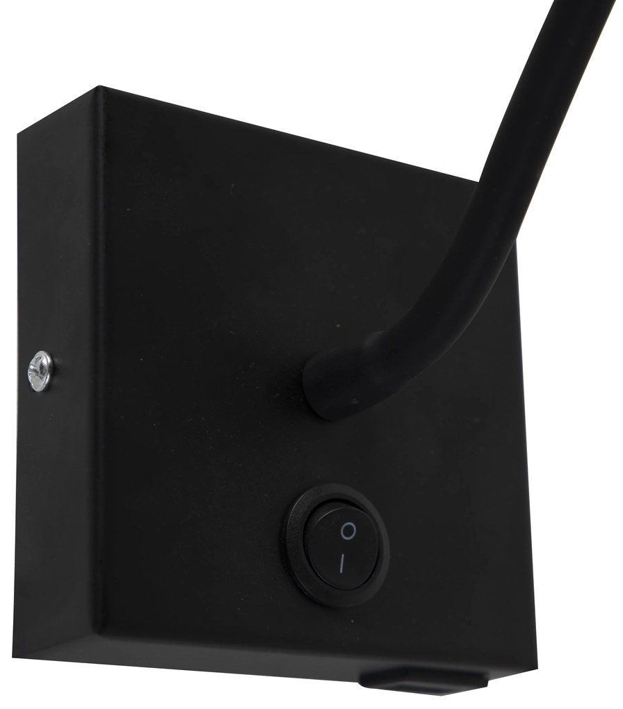 Moderne flexibele wandlamp USB zwart - Zeno