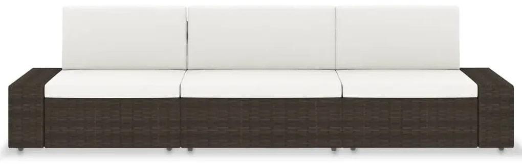 vidaXL Driezitsbank sectioneel poly rattan bruin
