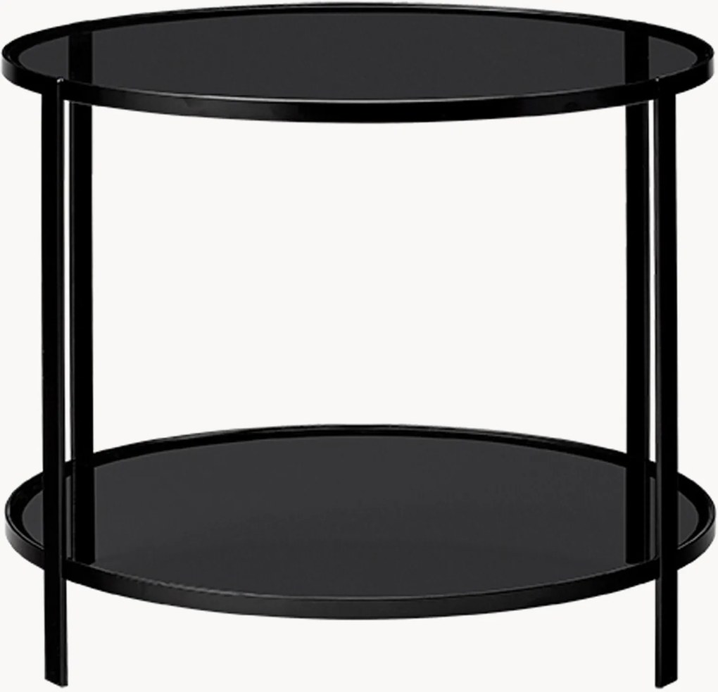 Ronde metalen bijzettafel Fumi met glazen tafelblad