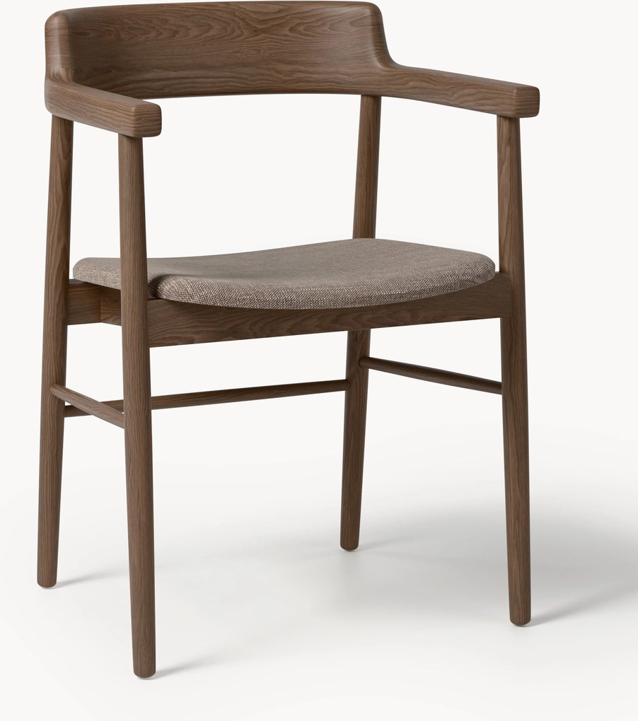 Eetkamerstoel Bohr van eikenhout met armleuningen