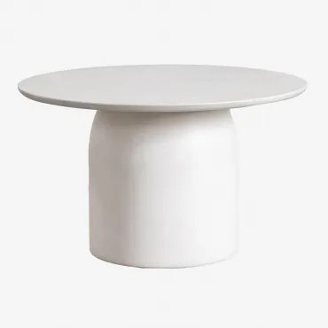 Ronde Tuintafel Ø75 Cm Van Cement Layana Wit - Sklum
