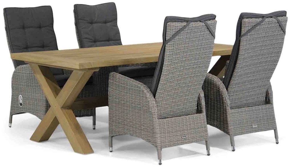 Tuinset 4 personen 200 cm Wicker Grijs Garden Collections Lincoln/Oregon