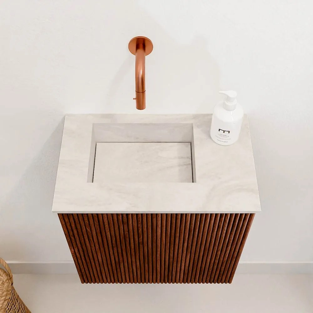 Mondiaz Joya DLux 40cm toiletmeubel ruby met wastafel faye links zonder kraangat ostra