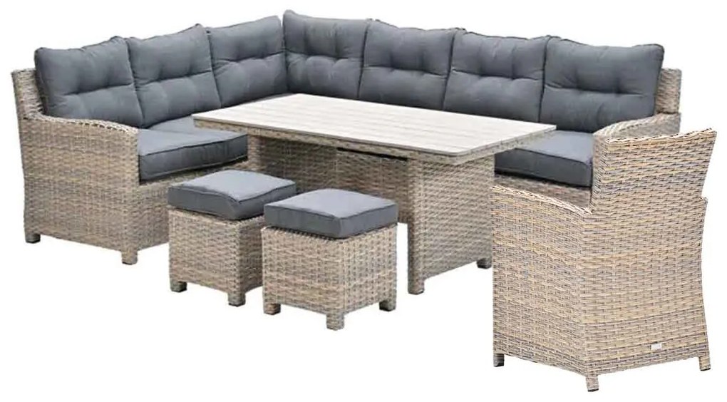 Garden Impressions Alaska lounge dining set 6-delig links - light teak vironwood