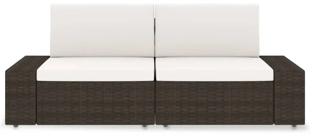 vidaXL Tweezitsbank sectioneel poly rattan bruin