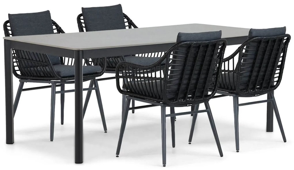 Tuinset 4 personen 180 cm Aluminium/wicker Grijs Coco Coco Leonardo