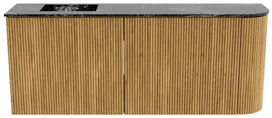 Mondiaz Joya DLux 100cm toiletmeubel ronding rechts oak met wastafel faye links zonder kraangat lava