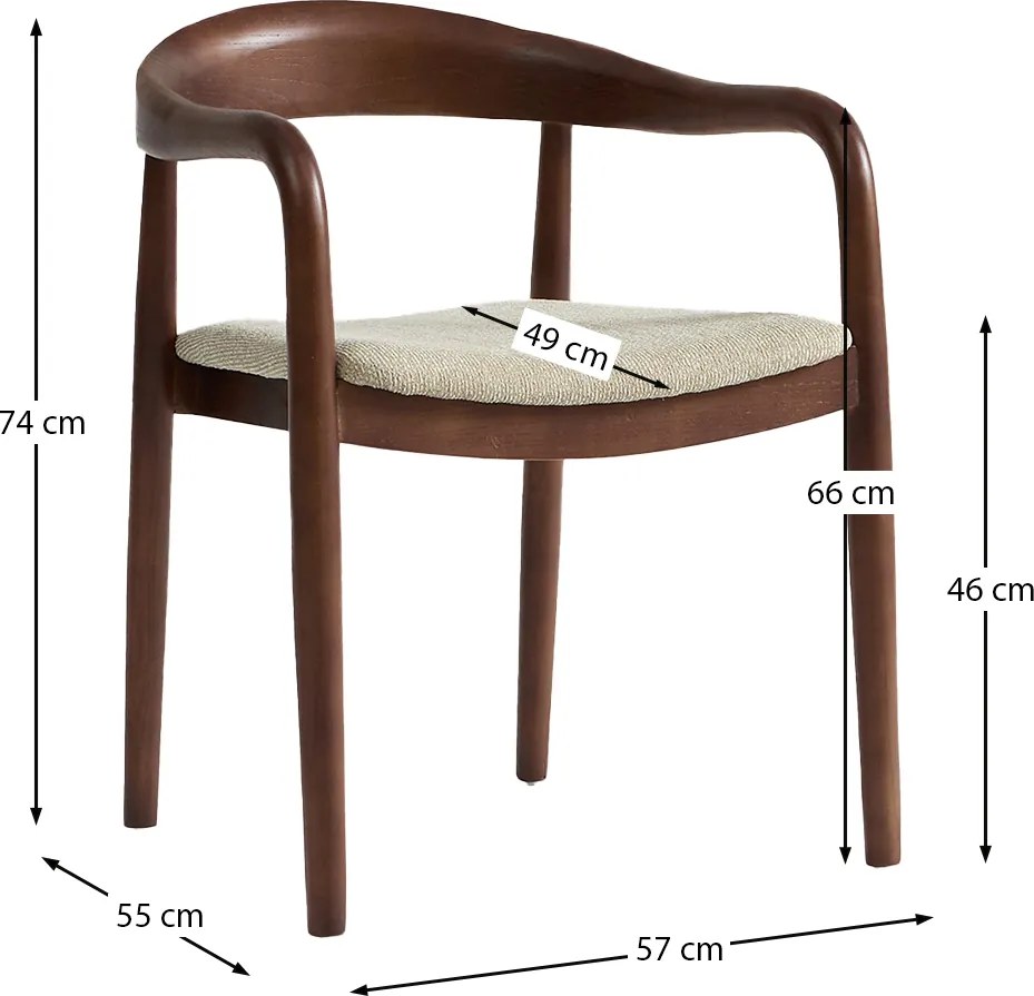 Eetkamerstoel Walnoot Hout Met Beige Zitting