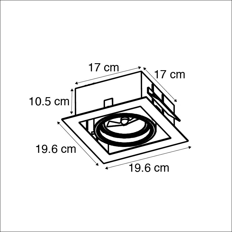 Grote Inbouwspot staal G53 111mm verstelbaar - Oneon Design, Modern QR111 / AR111 / G53 vierkant Binnenverlichting Lamp