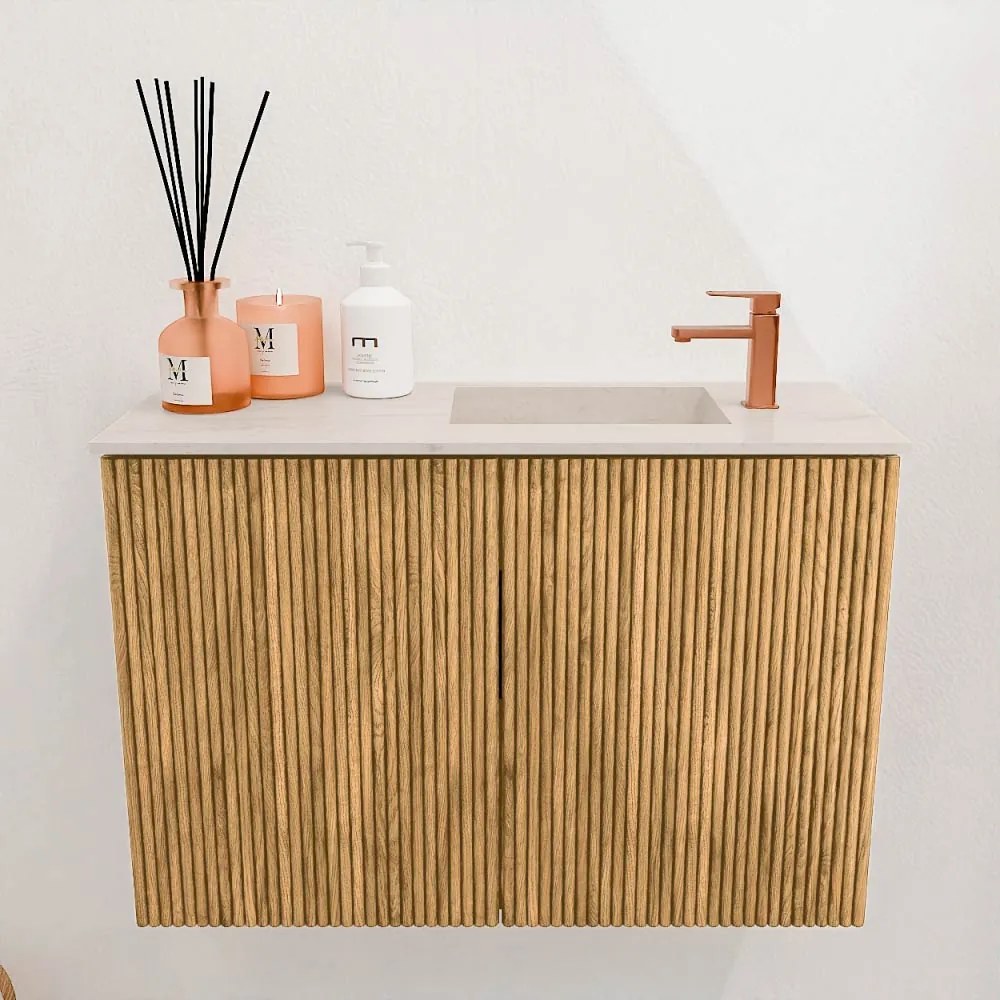 Mondiaz Joya DLux 60cm toiletmeubel oak met wastafel faye rechts 1 kraangat meli