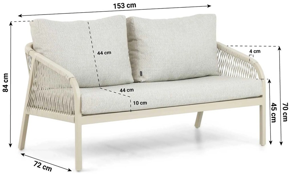 Stoel en Bank Loungeset 5 personen Aluminium/rope Taupe Lifestyle Garden Furniture Biagio