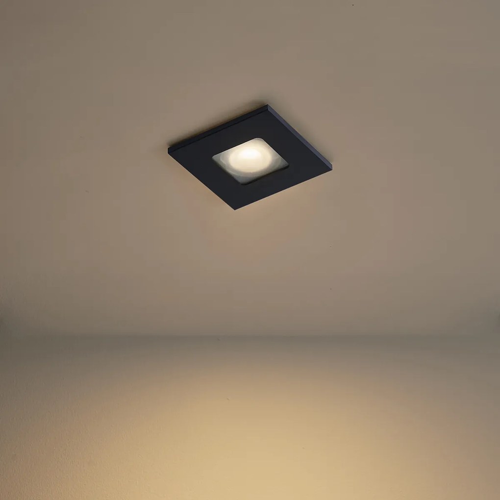 Set van 6 moderne inbouwspots zwart draai- en kantelbaar IP44 - Qure