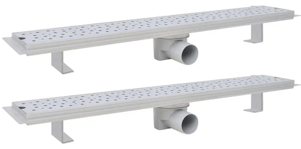 vidaXL Doucheafvoer 2 st rechthoekig bubbel 730x140 mm roestvrij staal