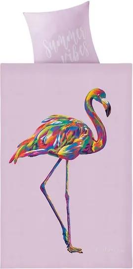 Microvezelsatijnen dekbedovertrek 140 x Flamingo