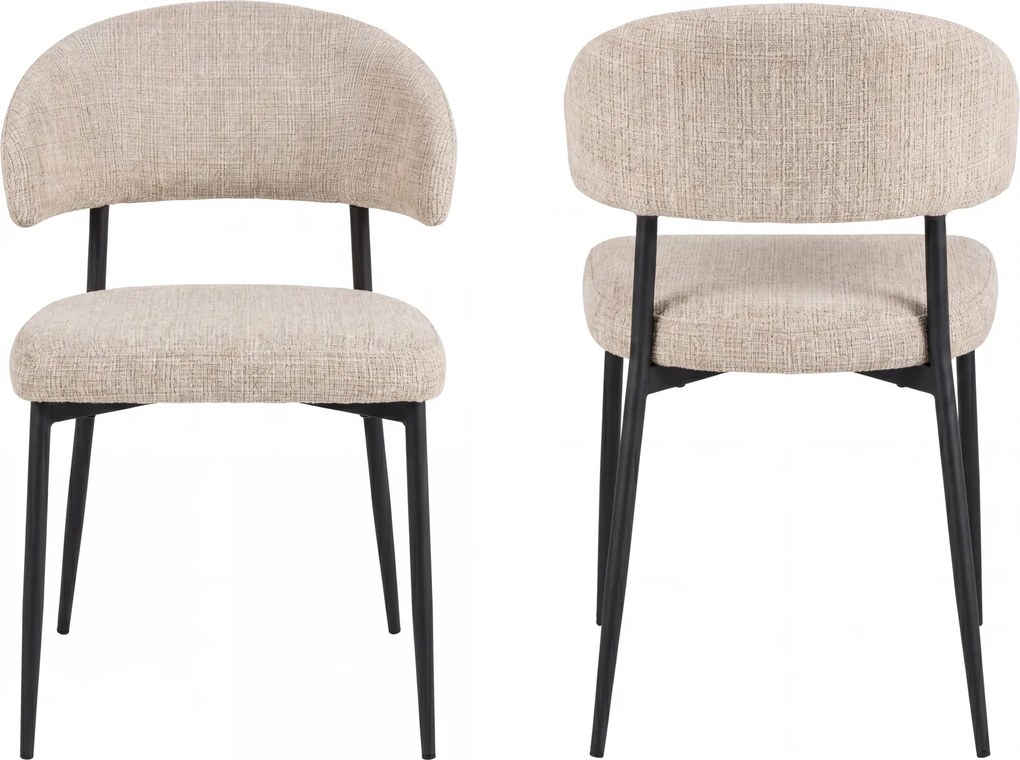 IRIS Beige (stof Juto 4) / zwart onderstel – MODERNE GESTOFFEERDE STOEL VOOR WOONKAMER/EETKAMER BOHO