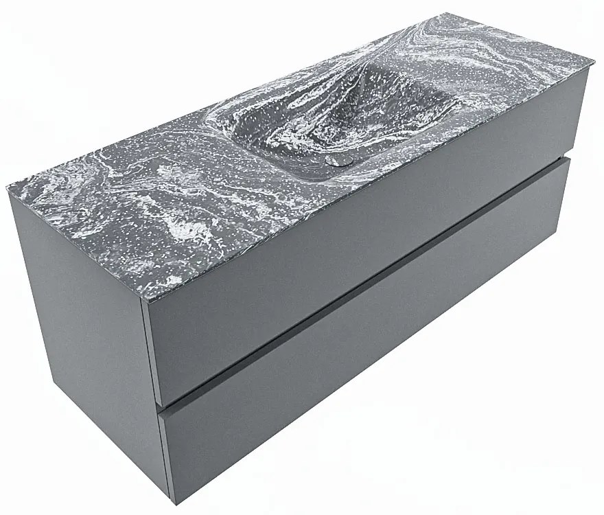 Mondiaz Vica DLux badmeubel 130cm plata 2 lades met wastafel lava midden zonder kraangat