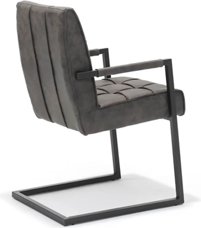 Eetkamerstoel - Jupiter - stof Cowboy retro lederlook antraciet