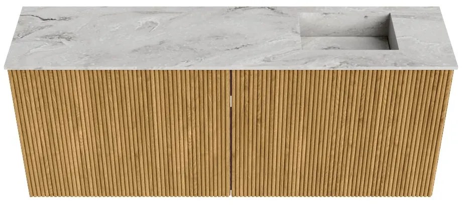 Mondiaz Joya DLux 100cm toiletmeubel oak met wastafel faye rechts zonder kraangat glace