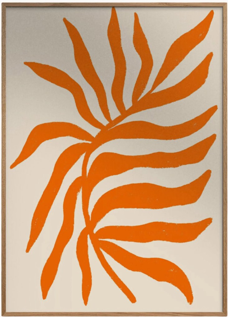 Ingelijste digitale print Orange Silhouette Textured Branch