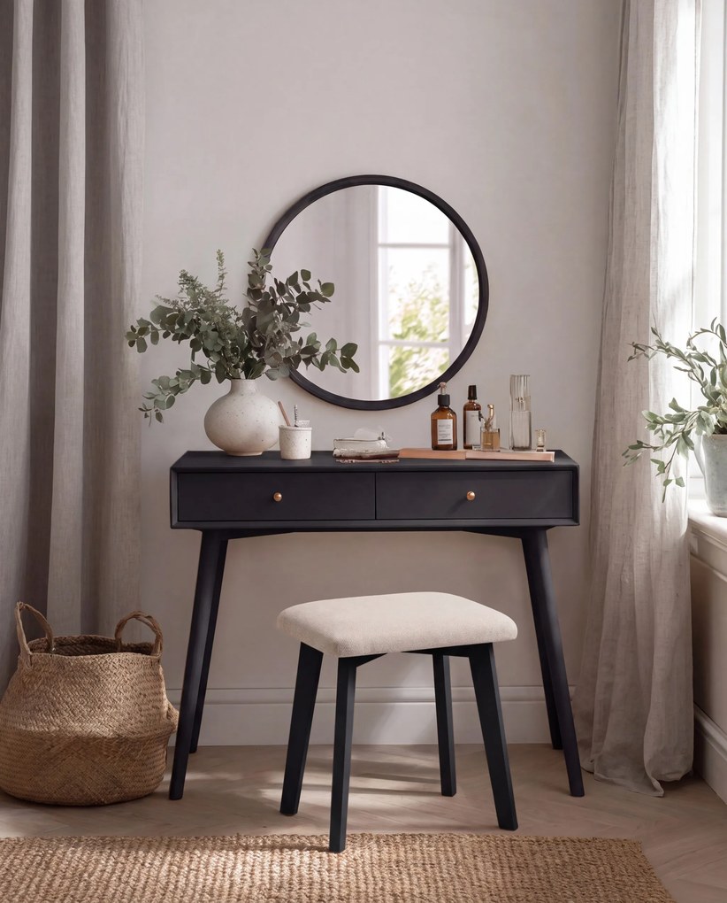 Mazzoni MILO Lichtbeige (stof Storm 04)/zwart beuken onderstel - VIERKANTE GESTOFFEERDE KRUK VOOR KEUKEN/WOONKAMER