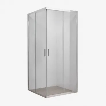 Vierkante Douchewand Met Schuifdeuren, 6 Mm Gehard Glas En Aluminium Brent Transparant & 70 X 70 X 195 Cm & Geborsteld Grijs - Sklum