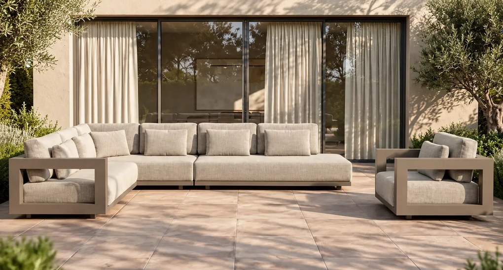 4 Seasons Outdoor Metropolitan loungestoel Mocca Loungestoel beige weerbestendig