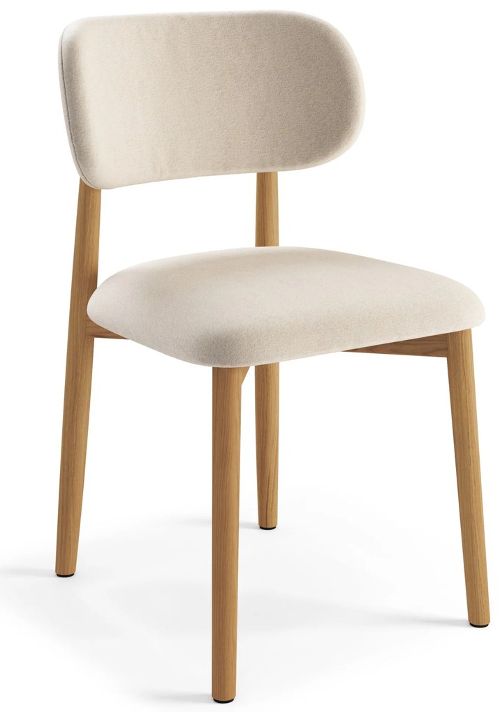 AVLO Beige (stof Apia 453)/gelakt eiken frame – HOUTEN STOEL VOOR WOONKAMER, EETKAMER, KEUKEN RETRO