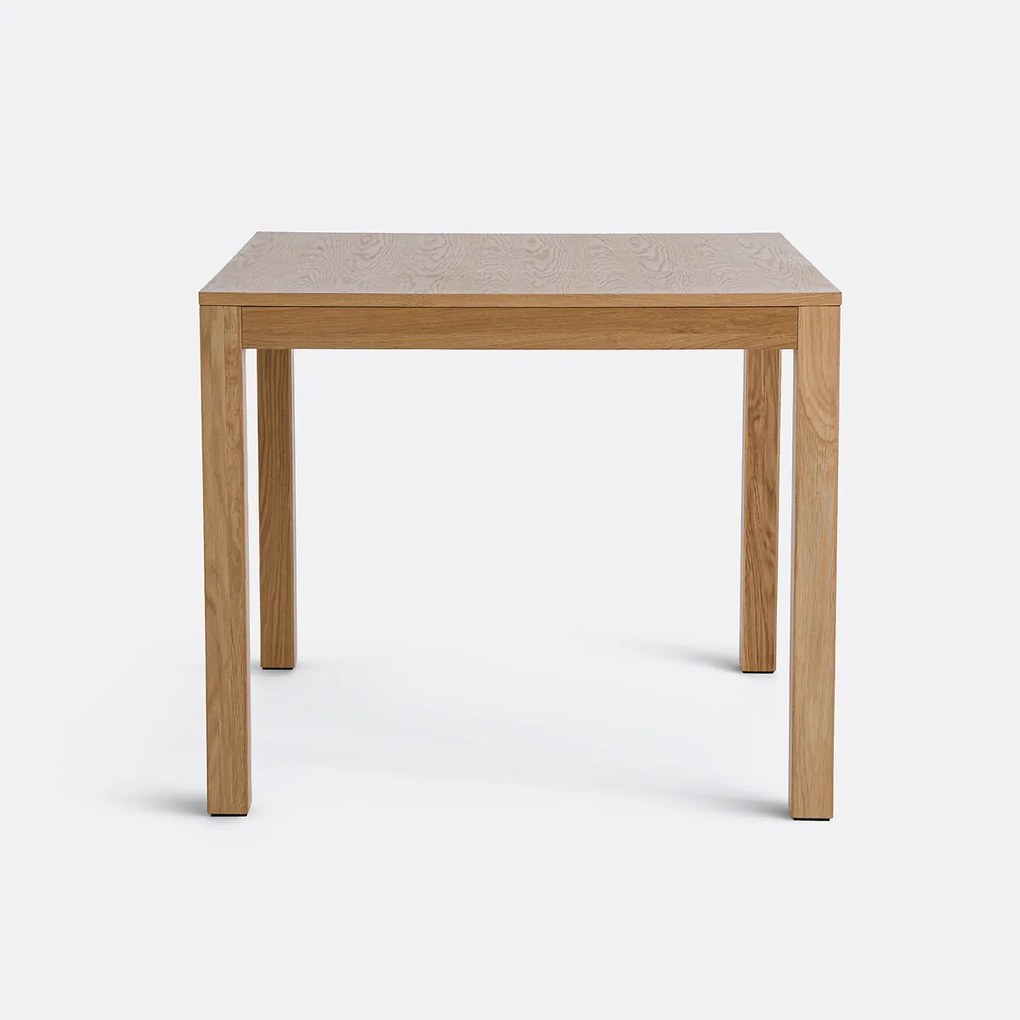 Vierkante eettafel, rechte randen, eiken en fineer, 2 tot 4 couverts, NUSSO