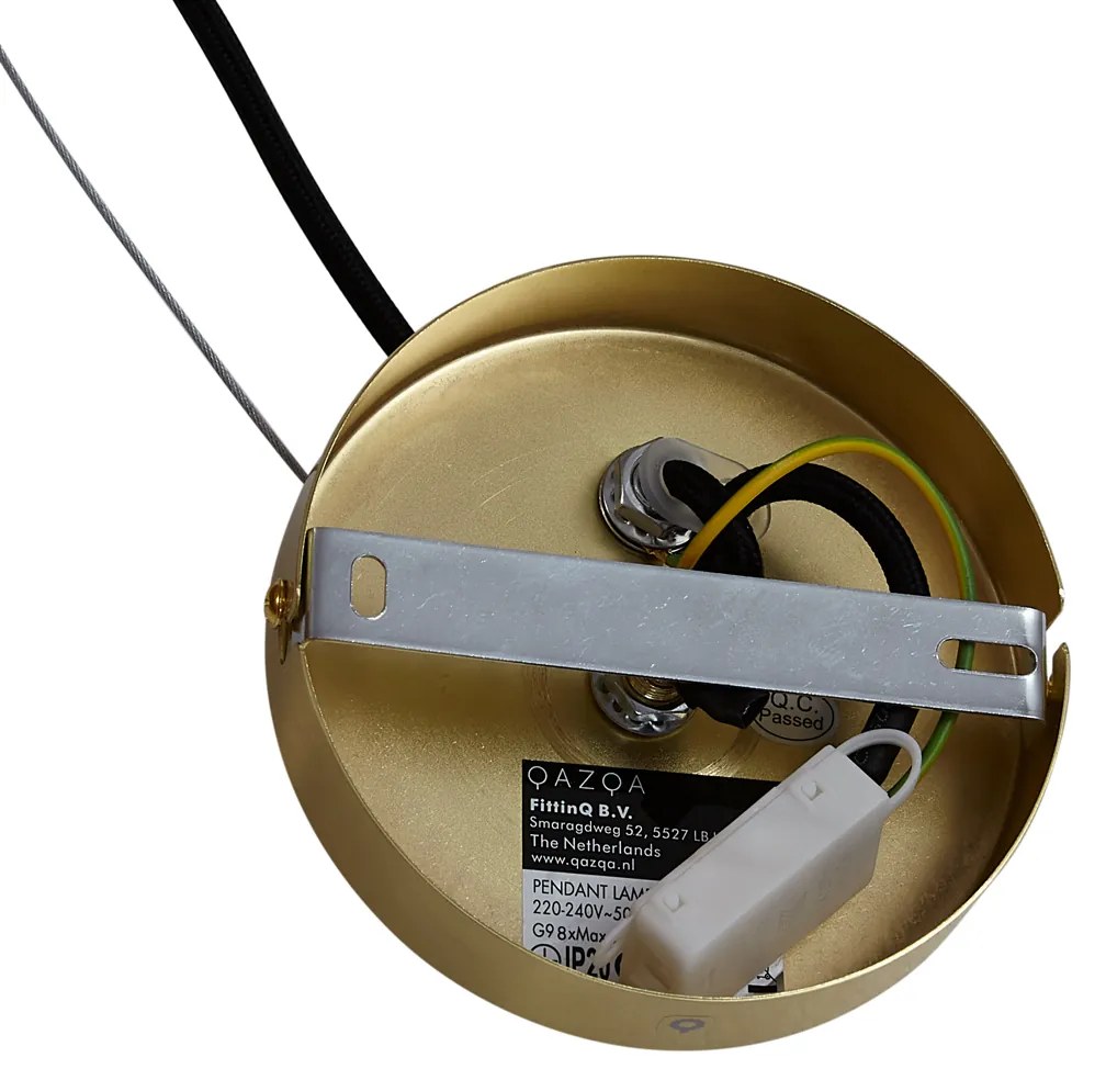 Art Deco hanglamp goud met regenboog glas 50cm 8-lichts - Uvas