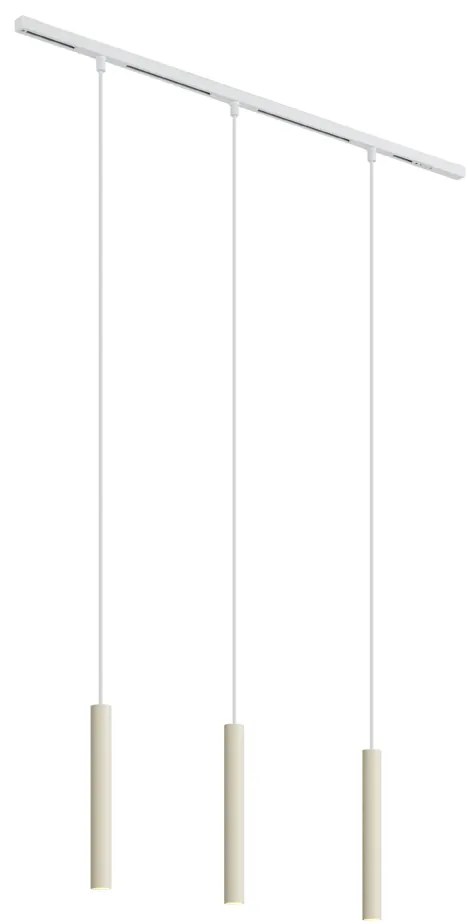 Modern railsysteem met 3 hanglampen beige met wit 1-fase - Slimline Keno