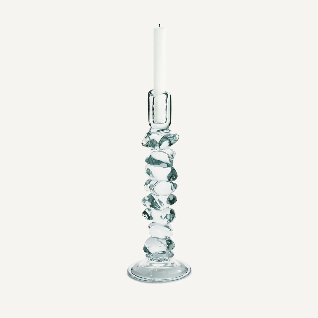 Transparante glazen kandelaar, H35 cm, Qimera
