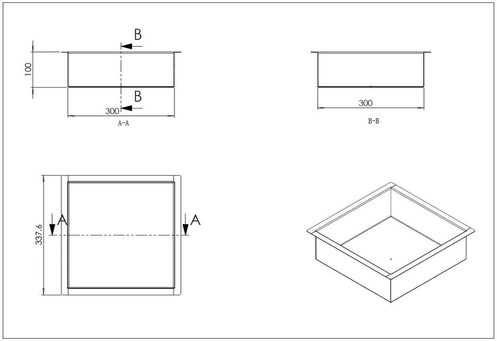 Mueller Round inbouwnis 30x30x10cm RVS