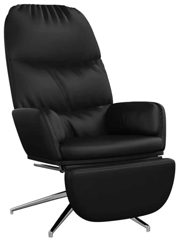 vidaXL Relaxstoel met voetensteun kunstleer glanzend zwart