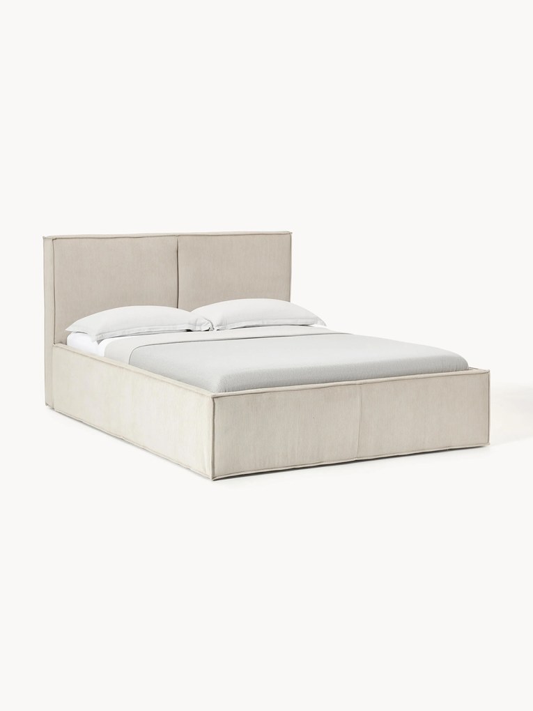 Ribfluwelen gestoffeerd bed Dream met opbergruimte