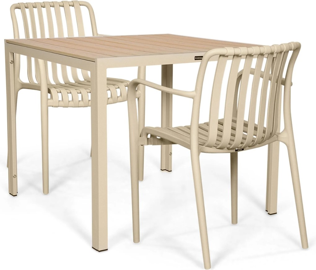 Tuinset 2 personen 909 cm Kunststof Zand/Beige Domani Furniture Alba/Creta