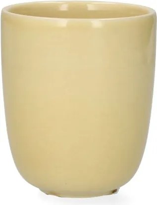 Beker, reactieve glazuur, steengoed, korengeel, Ø8 x 9,5 cm