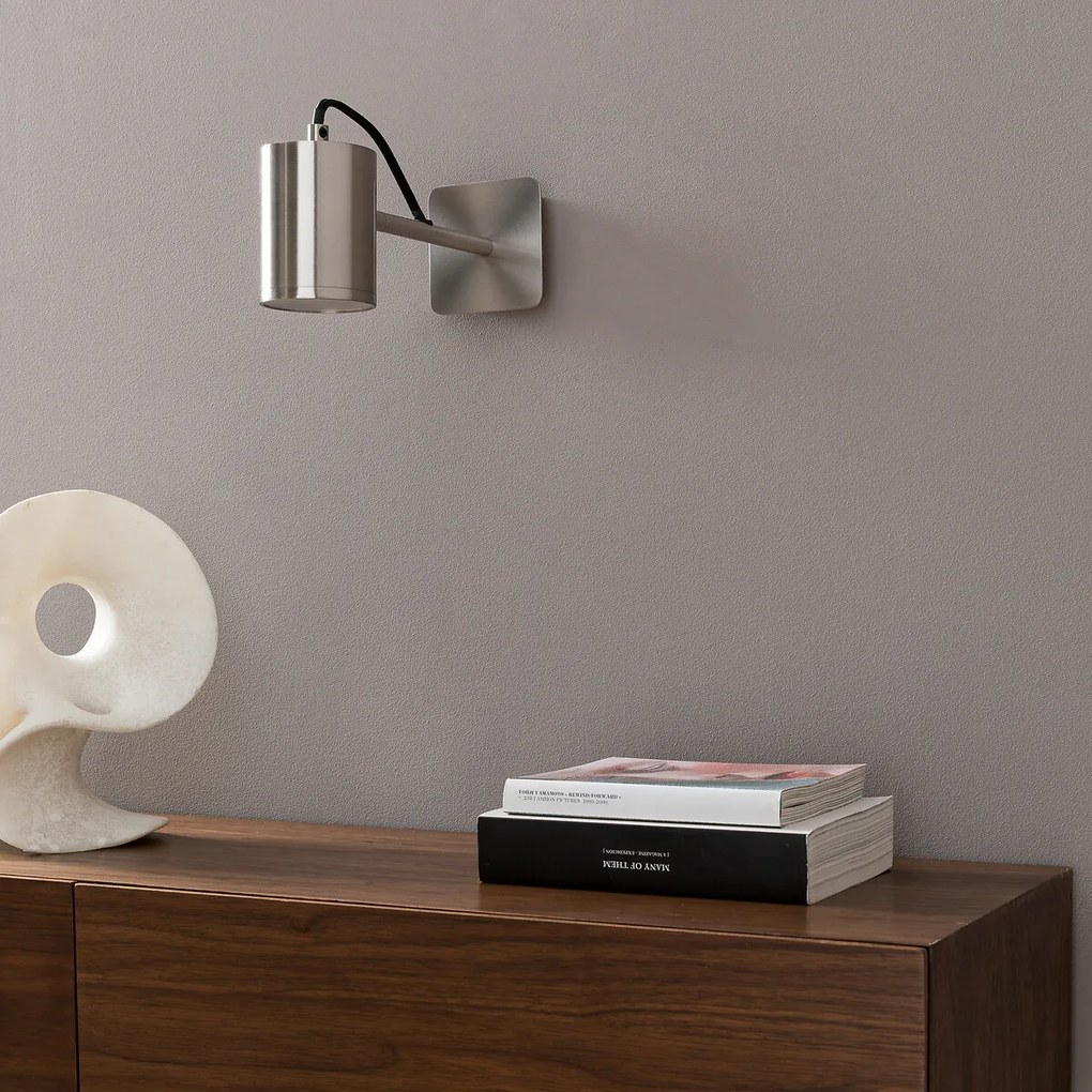 Wandlamp spot, satijnnikkel afwerking, Girevole