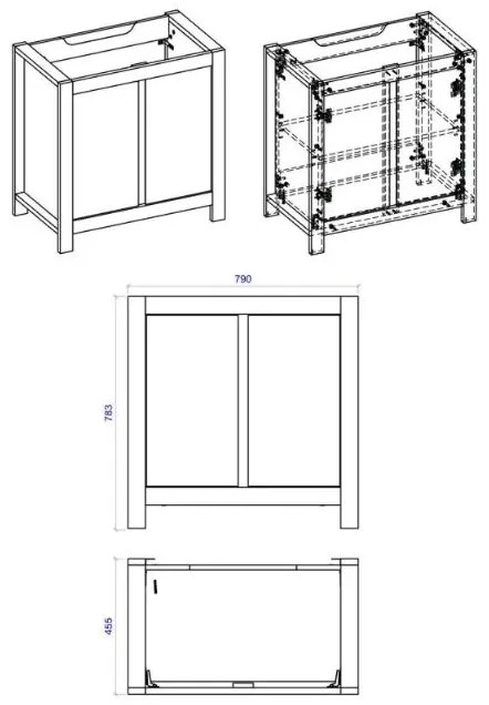 Comad Classic Oak badmeubel 80cm met witte wastafel en kraangat donker eiken